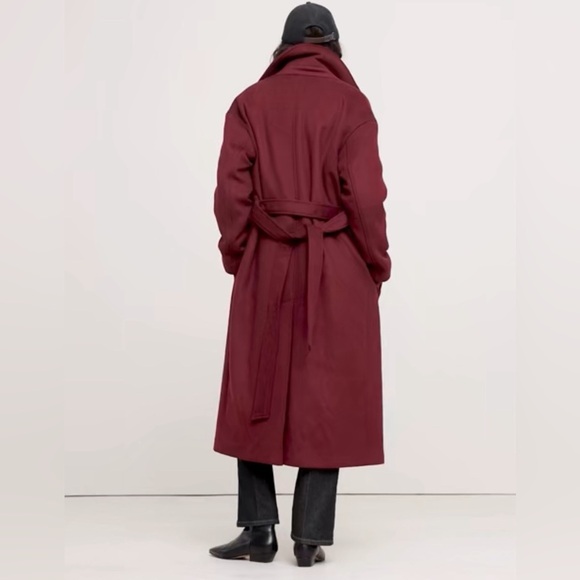 NWT! Banana Republic Red Cherry Jam Oversize Wool-Cashmere Wrap Coat - 🔹 - Picture 2 of 10